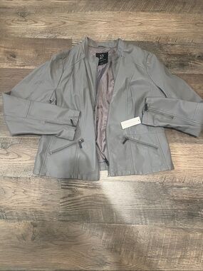 New York & Company Light Gray Moto Jacket